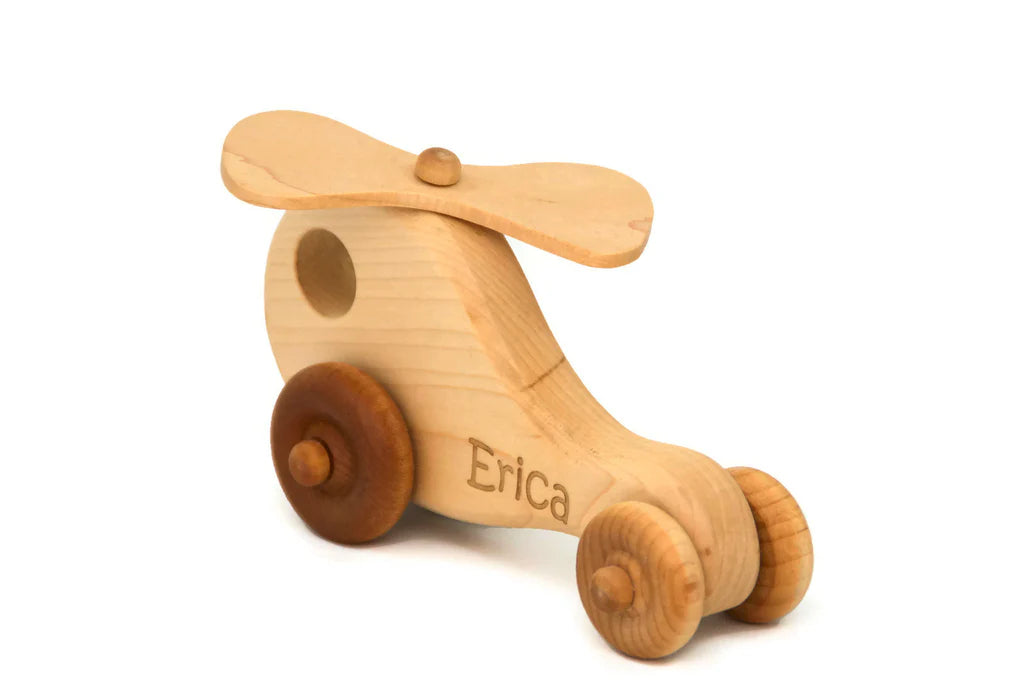 Personalized Wooden Toy Helicopter (Light wood) - Handmade Montessori Toy