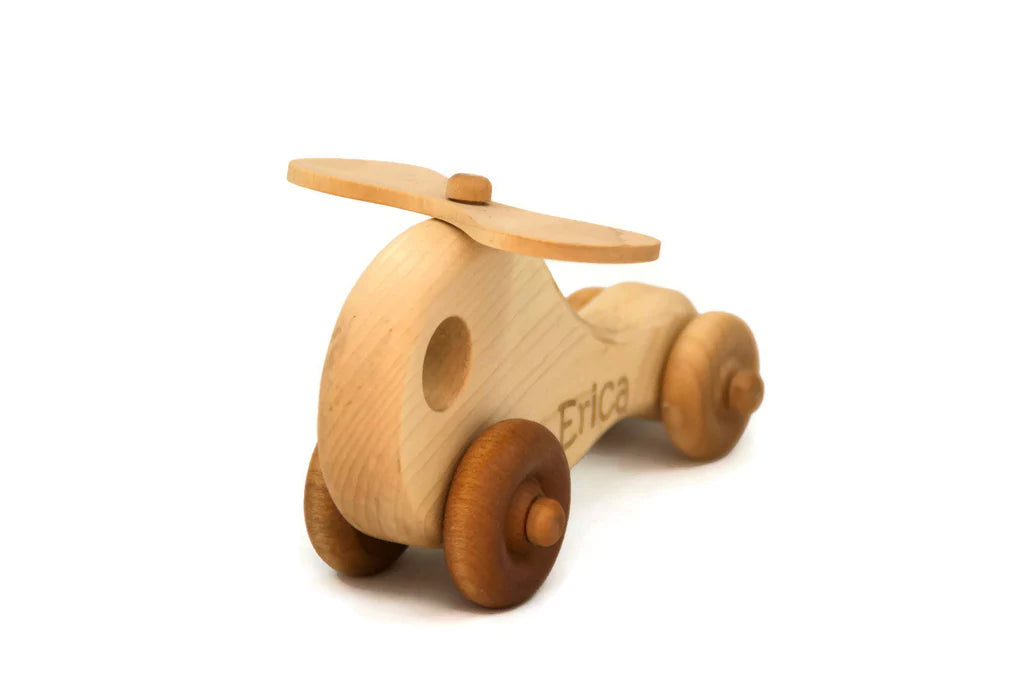 Personalized Wooden Toy Helicopter (Light wood) - Handmade Montessori Toy