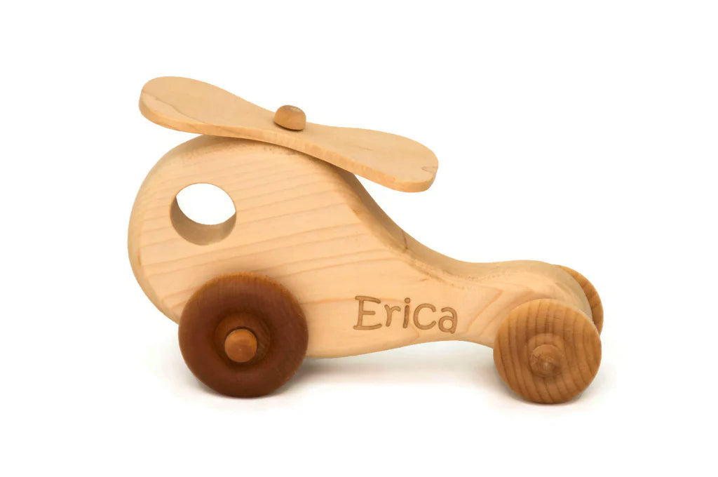 Personalized Wooden Toy Helicopter (Light wood) - Handmade Montessori Toy