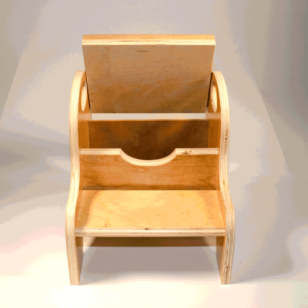 Two Step Maple Name Handle Stool with Storage Space