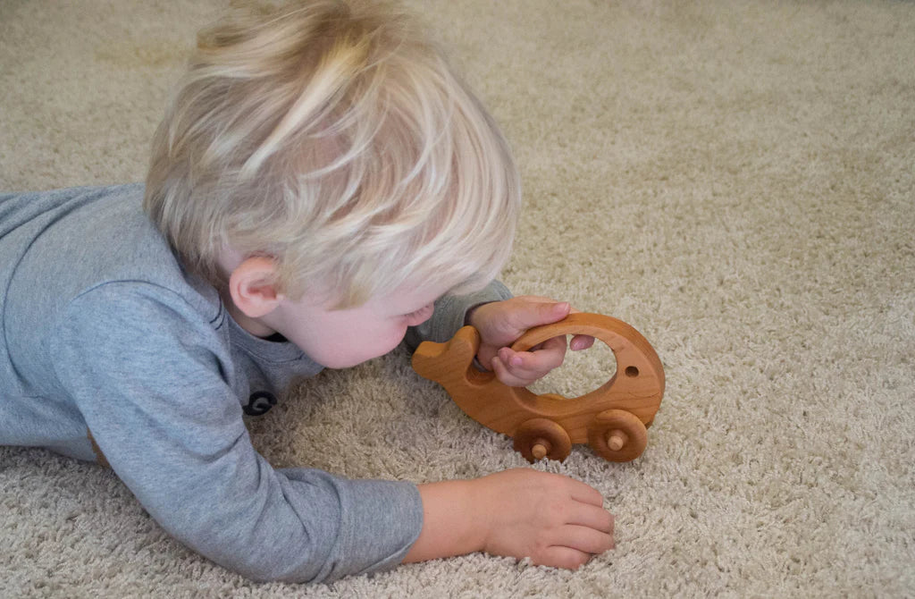 Wooden Whale Car Push Toy - Personalized - Handmade Montessori Toy pic3