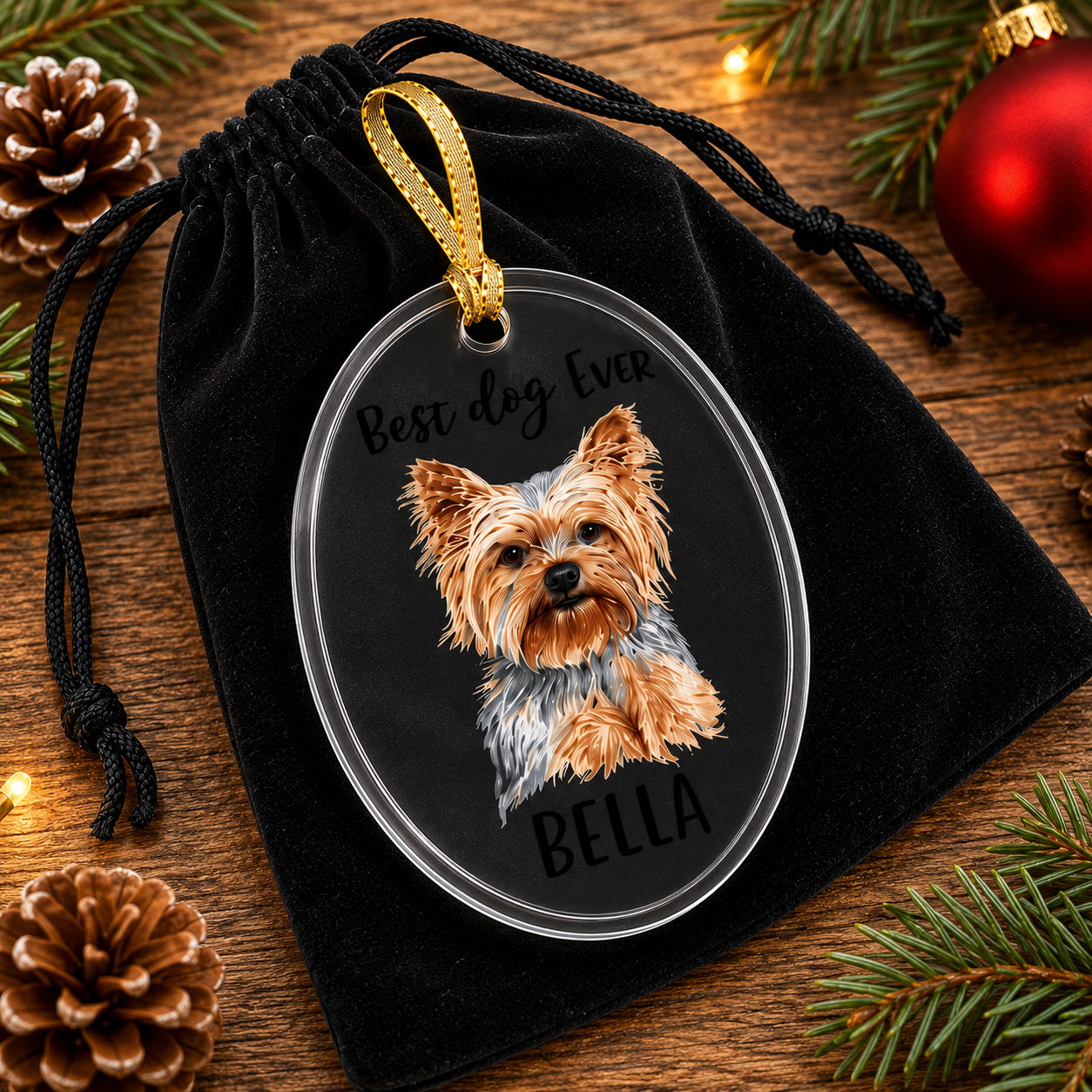 Personalized Best Dog Ever Oval Glass Ornament