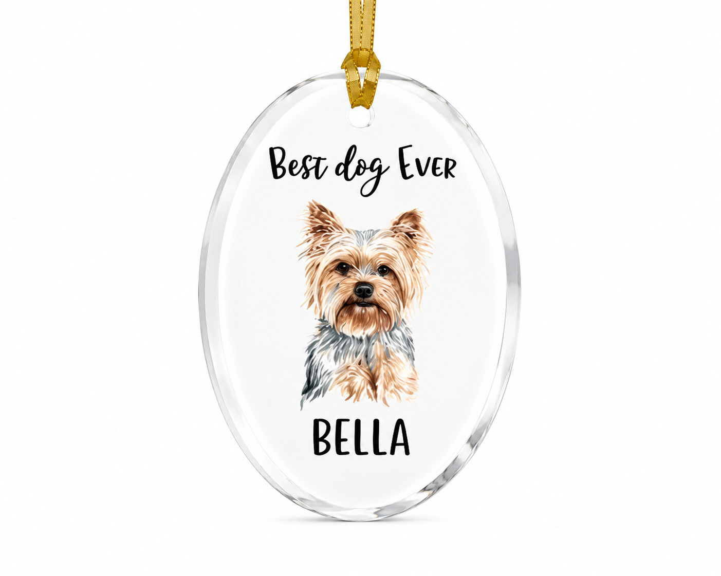 Personalized Best Dog Ever Oval Glass Ornament