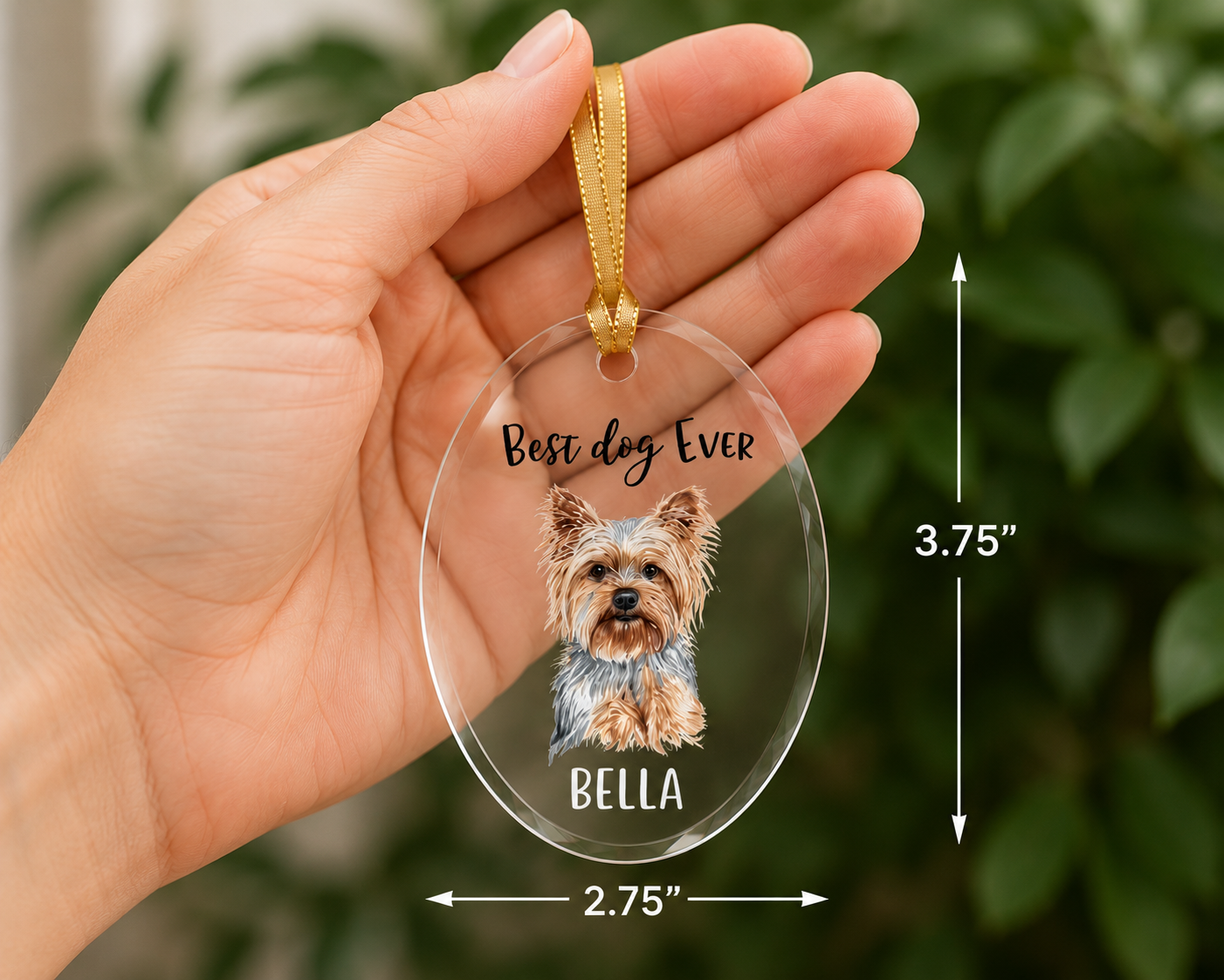 Personalized Best Dog Ever Oval Glass Ornament