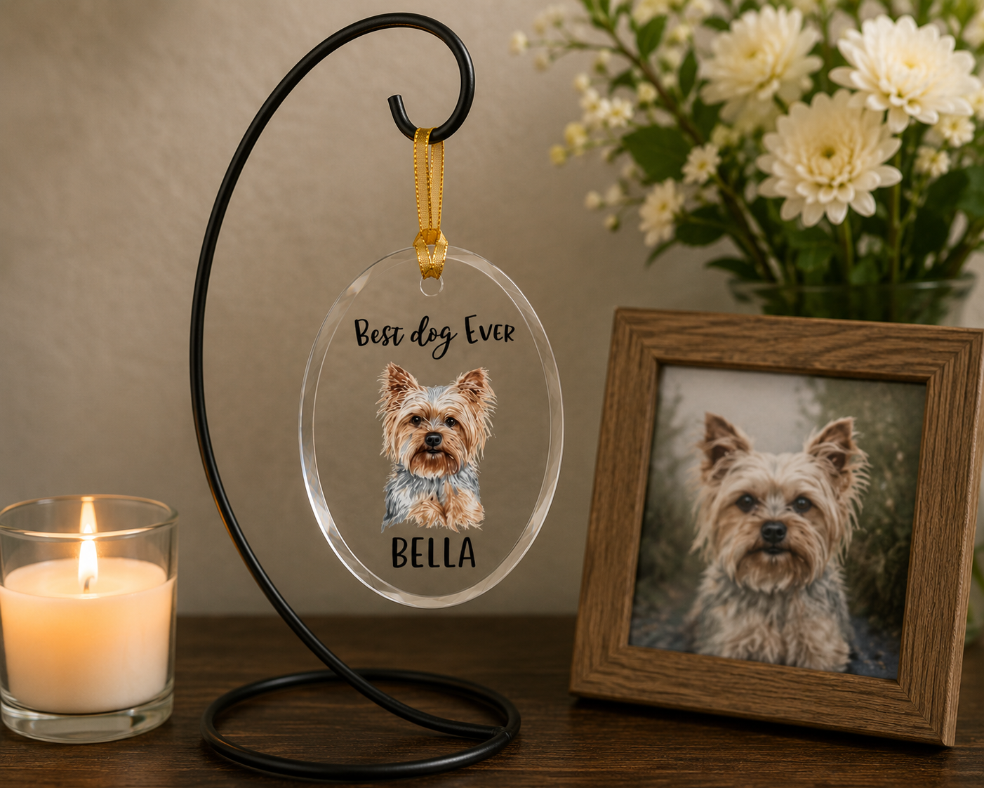 Personalized Best Dog Ever Oval Glass Ornament