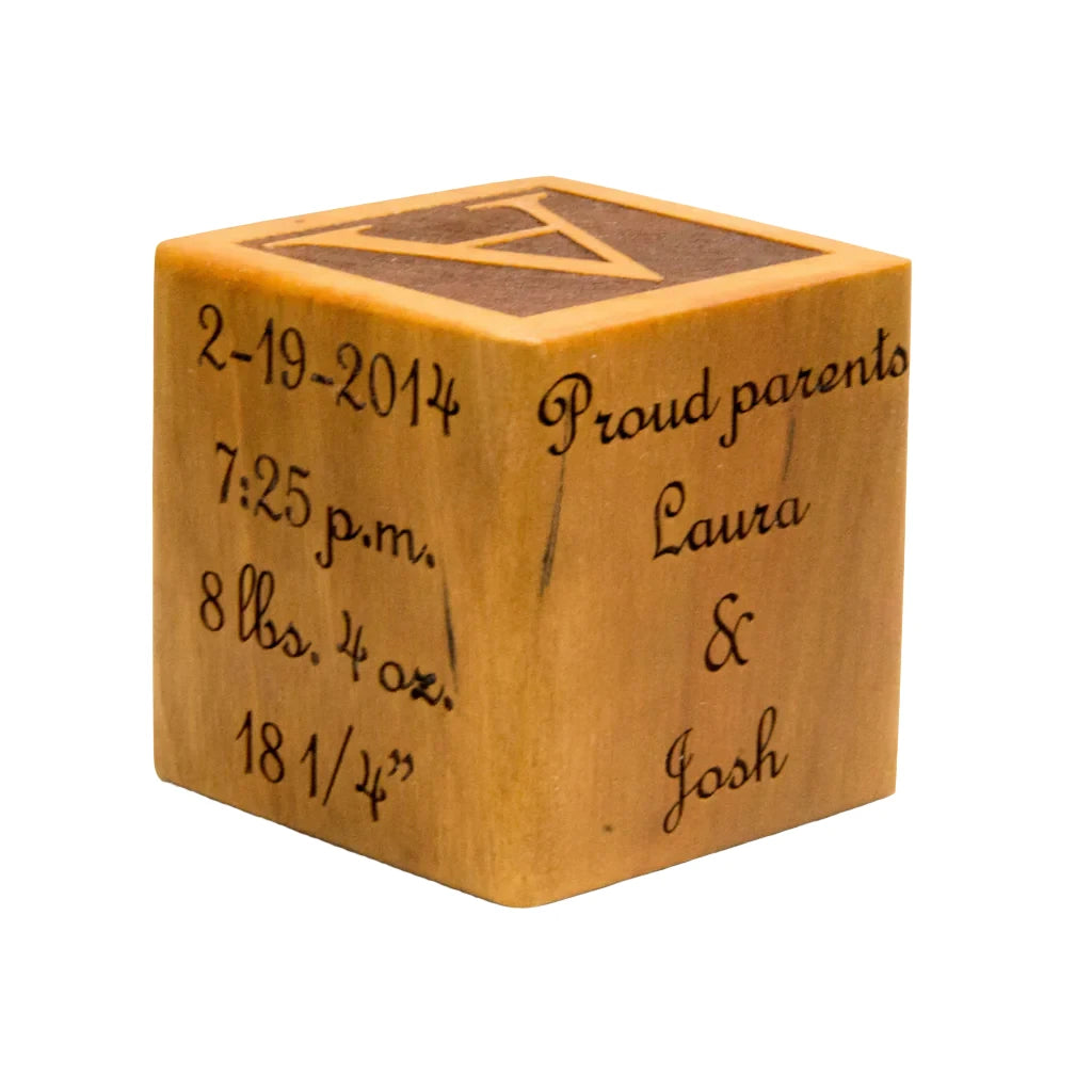 Personalized Wooden Cherry Baby Block - 2” -2