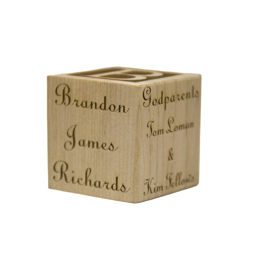 Personalized Wooden 2” Baby Baptism Block - 3