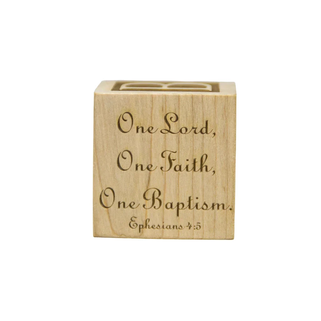 Personalized Wooden 2” Baby Baptism Block - 4