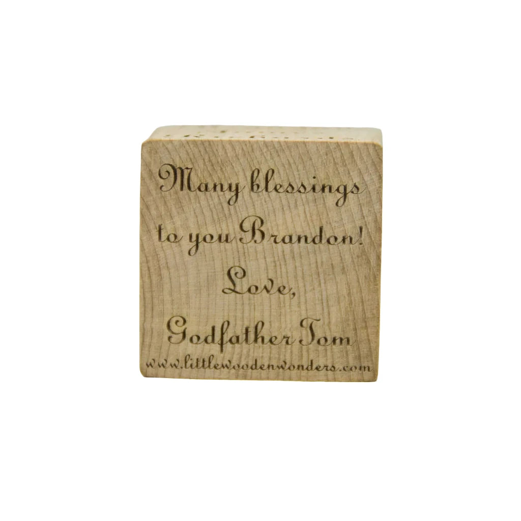 Personalized Wooden 2” Baby Baptism Block - 5