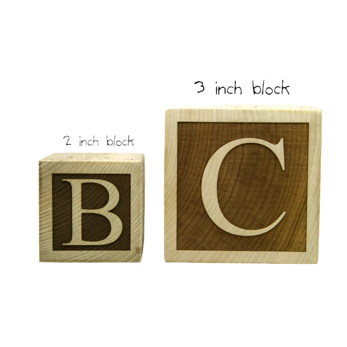 Personalized Solid Maple Wooden Baby Block - 3” Square -5