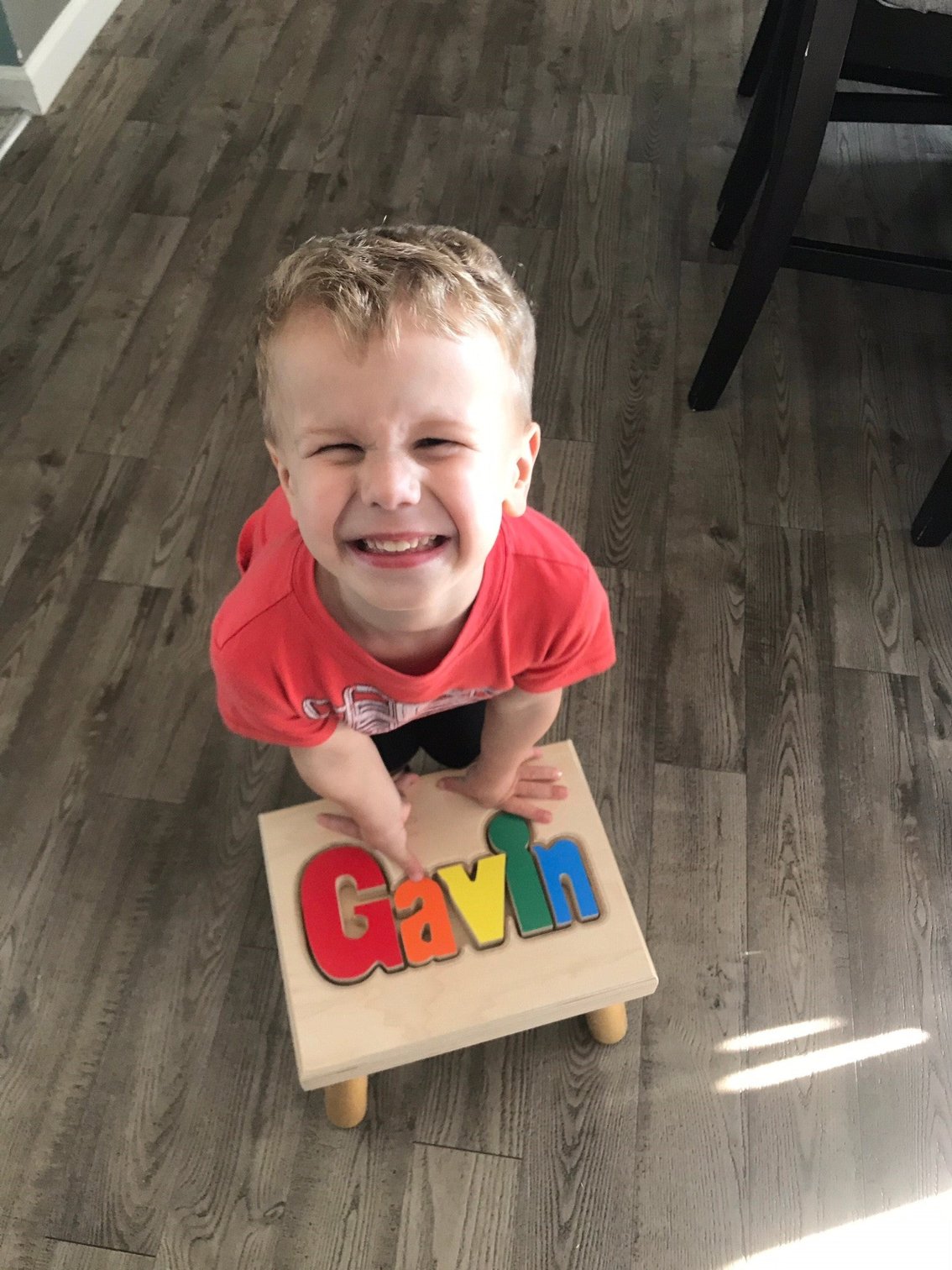 Classic Maple Puzzle Name Stool