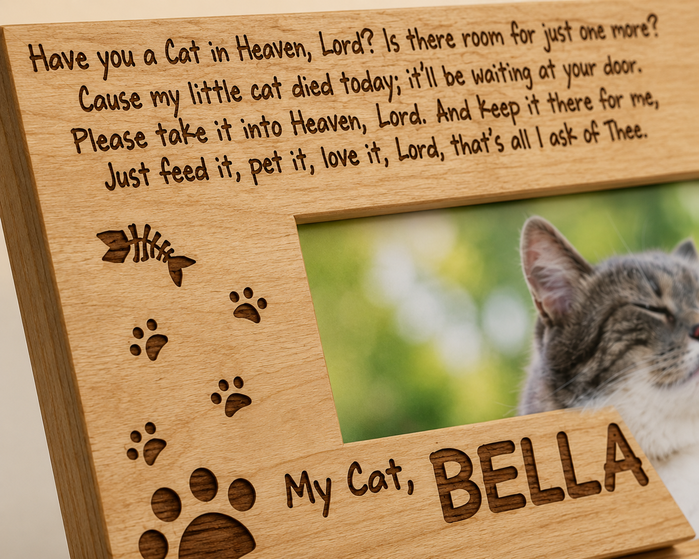 Have You a Cat in Heaven Wood Picture Frame