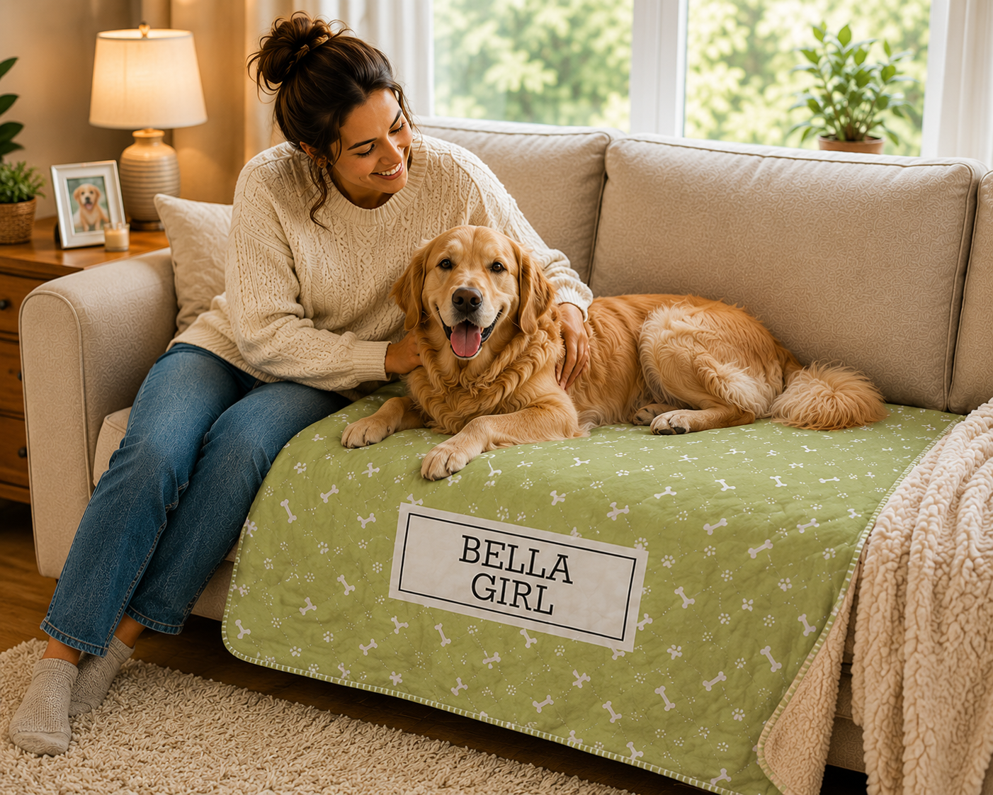 Personalized Dog Bone Sherpa Blanket