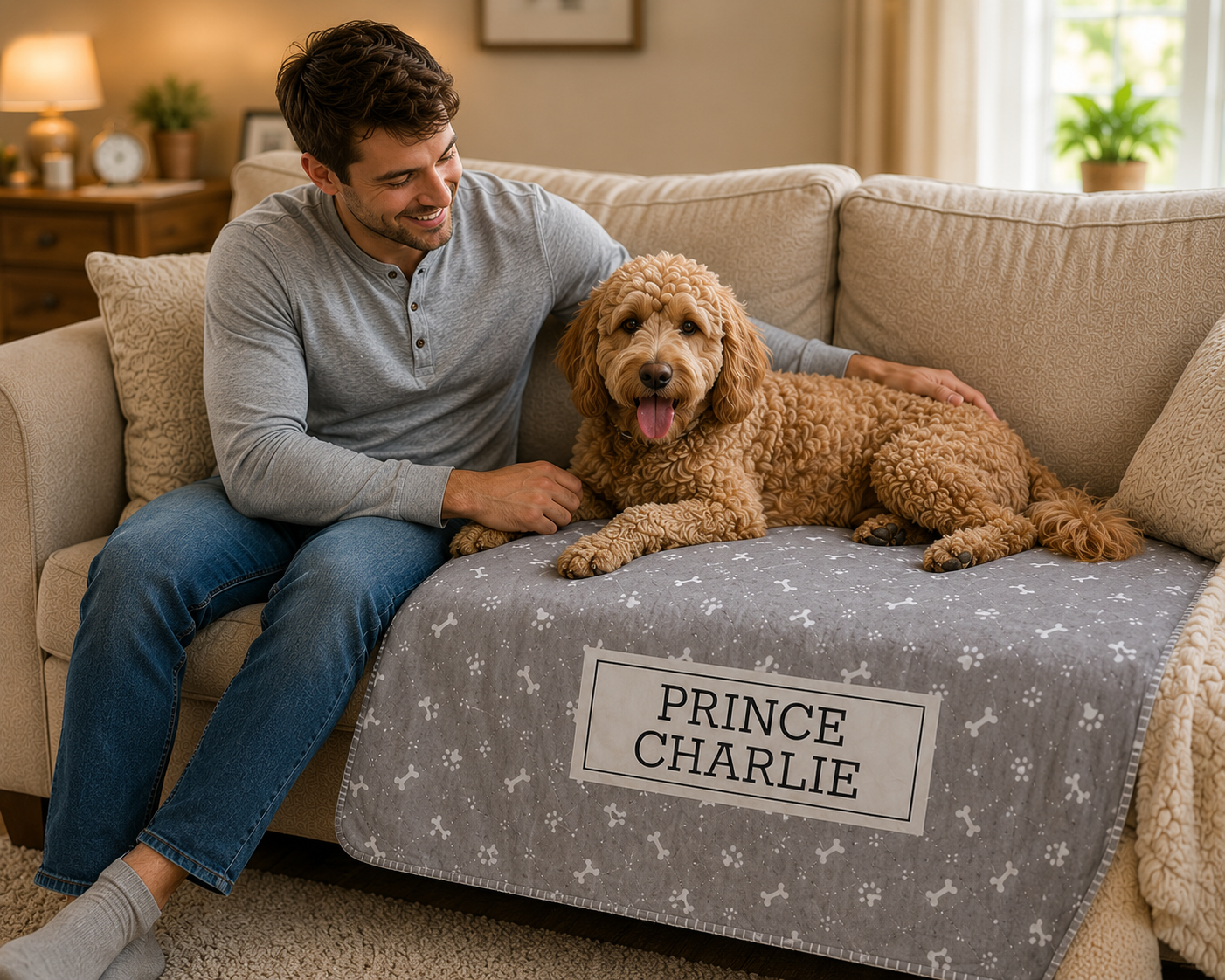 Personalized Dog Bone Sherpa Blanket