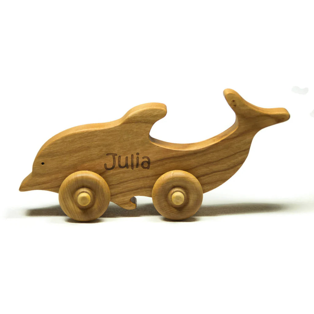 Wooden Toy Car - Dolphin - Personalized - Handmade Montessori Toy