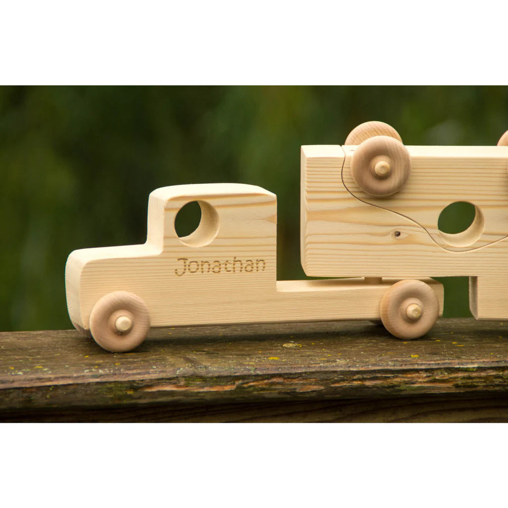 Wooden Toy Cars with Semi Truck - 2