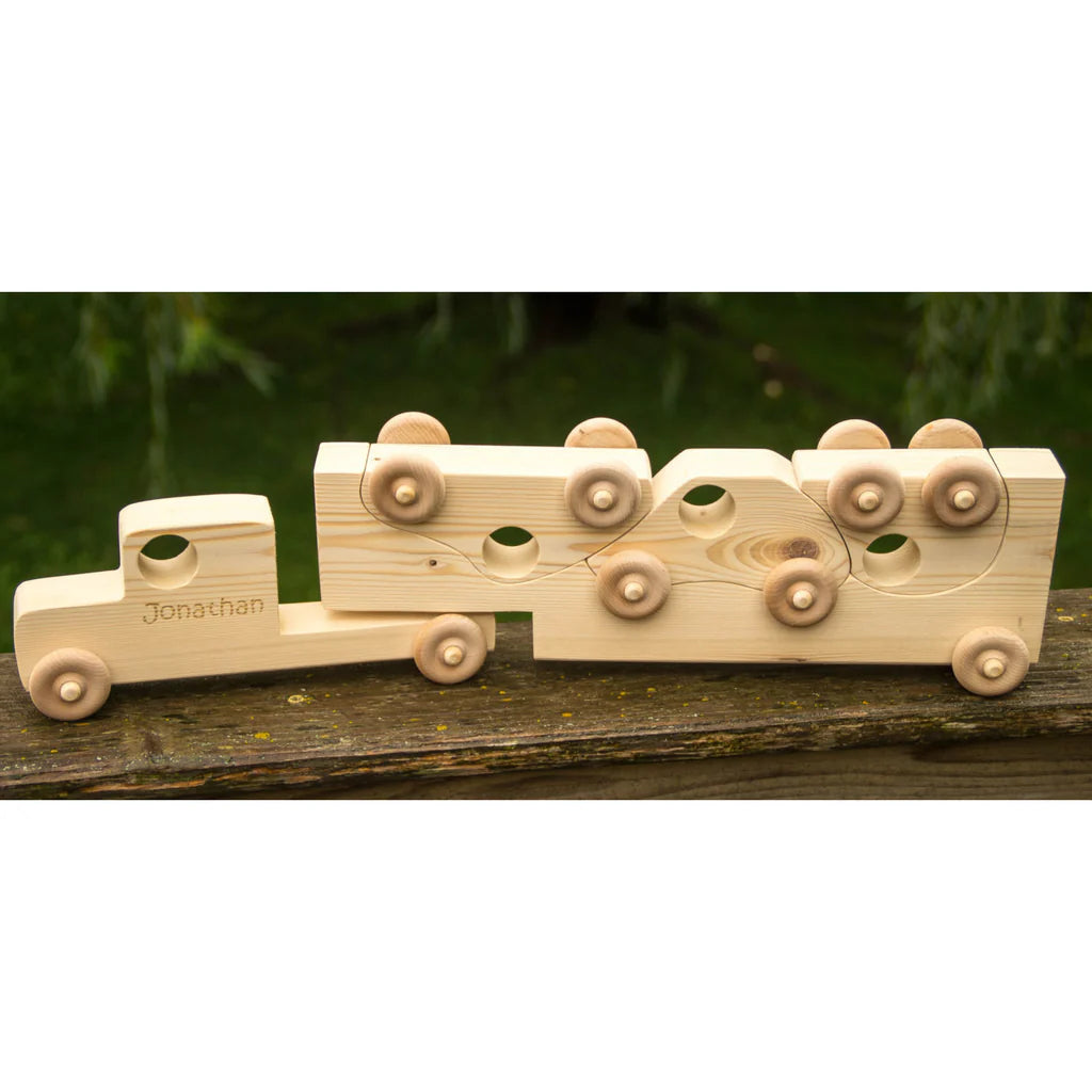 Wooden Toy Cars with Semi Truck - 3