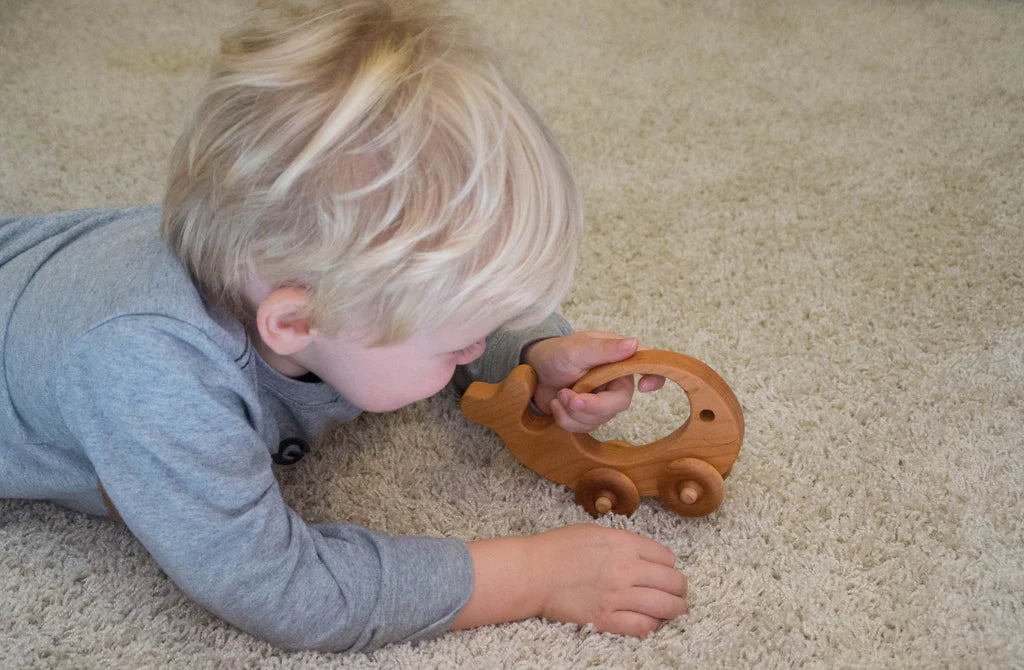 Wooden Whale Car Push Toy - Personalized - Handmade Montessori Toy